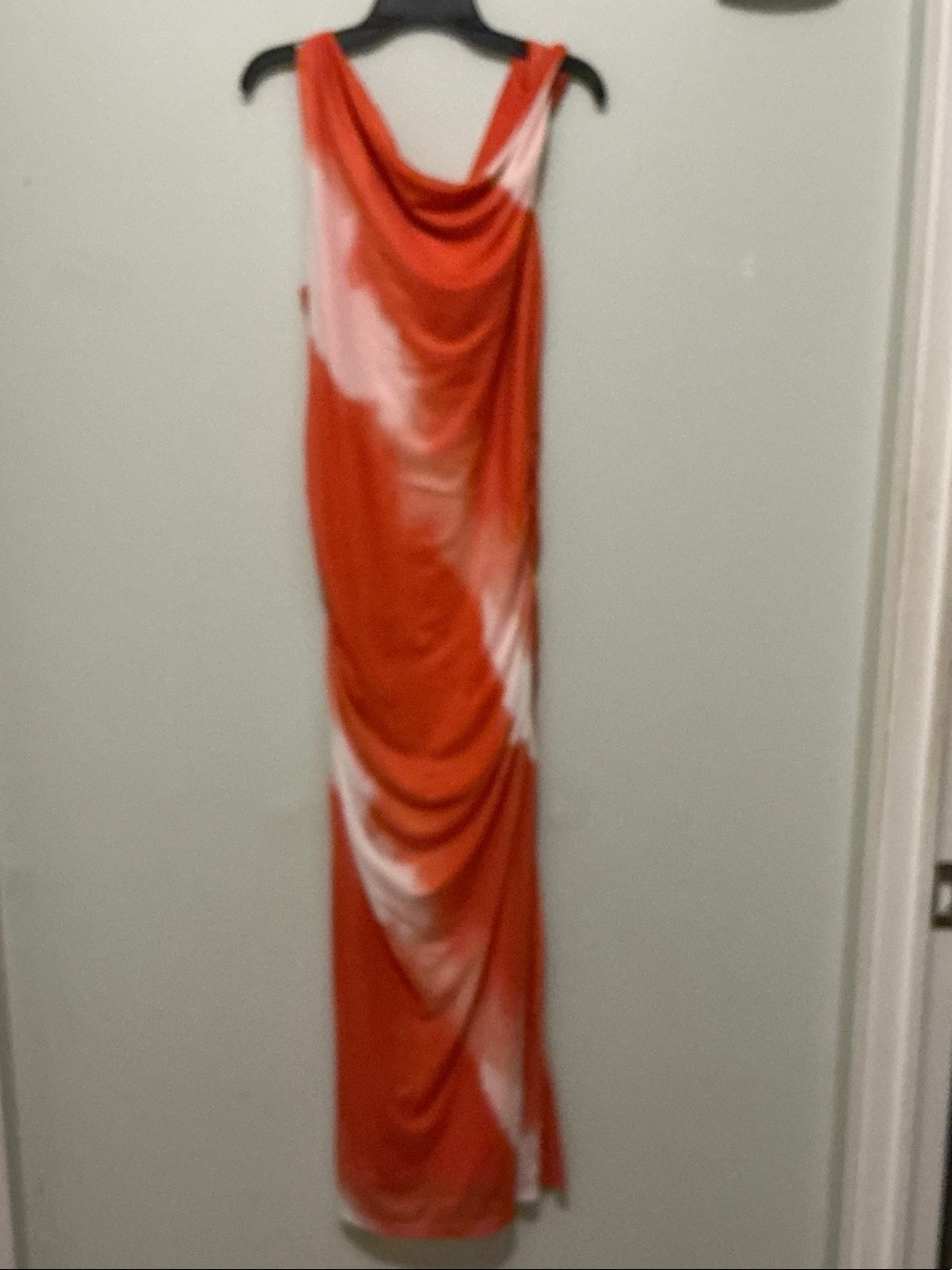 The O Boutique Orange & White Cowl-Neck Maxi